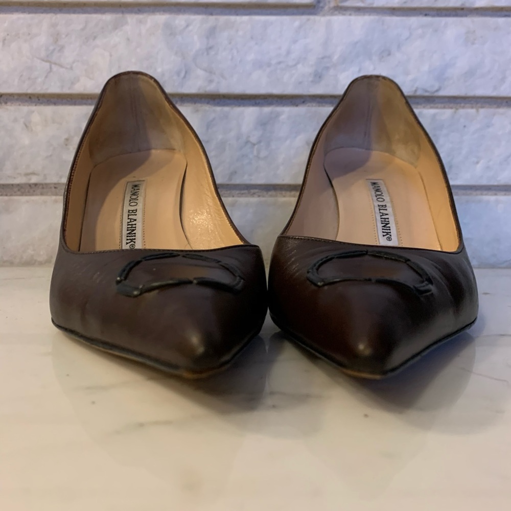 Manolo Blahnik Brown Leather Heels - Picture 3 of 8